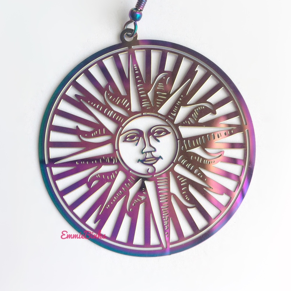 ✨3for$38 New FP Stainless Steel Rainbow Oil Slick Boho Sun Statement Earrings - Picture 5 of 16